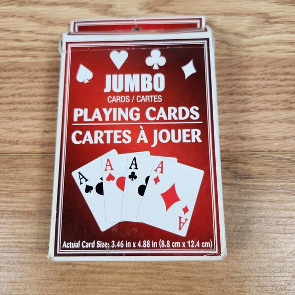 Jumbo Playing Cards With Red Back Design - 3.46 X 4.88 Inches - Picture 1 of 6